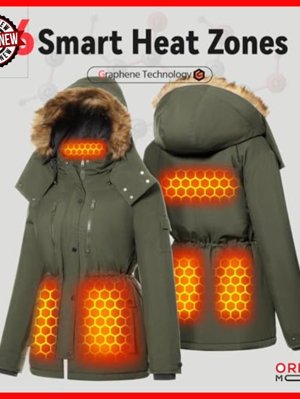 Heated Winter Jacket with Battery Pack, Waterproof Windproof Loose Fit - Picture 4 of 7
